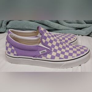 Men's 8.5 Women's 10 Vans Lavender Purple Checkered Slip-On Sneakers
